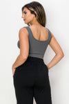 Love It Curvy Ribbed Deep Scoop Cropped Tank Top w/ Reversible Neckline