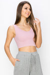 Love It Curvy Ribbed Deep Scoop Cropped Tank Top w/ Reversible Neckline