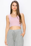 Love It Curvy Ribbed Deep Scoop Cropped Tank Top w/ Reversible Neckline