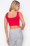 Love It Curvy Ribbed Deep Scoop Cropped Tank Top w/ Reversible Neckline