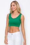 Love It Curvy Ribbed Deep Scoop Cropped Tank Top w/ Reversible Neckline