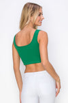 Love It Curvy Ribbed Deep Scoop Cropped Tank Top w/ Reversible Neckline