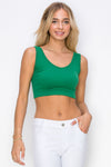 Love It Curvy Ribbed Deep Scoop Cropped Tank Top w/ Reversible Neckline