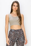 Love It Curvy Ribbed Deep Scoop Cropped Tank Top w/ Reversible Neckline