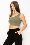 Love It Curvy Ribbed Deep Scoop Cropped Tank Top w/ Reversible Neckline
