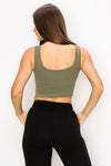 Love It Curvy Ribbed Deep Scoop Cropped Tank Top w/ Reversible Neckline