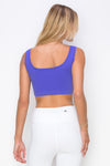 Love It Curvy Ribbed Deep Scoop Cropped Tank Top w/ Reversible Neckline