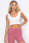 Love It Curvy Ribbed Deep Scoop Cropped Tank Top w/ Reversible Neckline