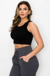Love It Curvy Ribbed High Neck Cropped Tank Top