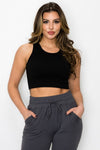 Love It Curvy Ribbed High Neck Cropped Tank Top