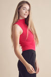 Love It Curvy Always Classy Ribbed Mock Neck Tank
