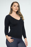 Love It Curvy Seamless Reversible V-Neck Long Sleeve Top