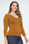 Love It Curvy Seamless Reversible V-Neck Long Sleeve Top