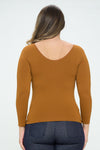 Love It Curvy Seamless Reversible V-Neck Long Sleeve Top