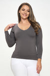 Love It Curvy Seamless Reversible V-Neck Long Sleeve Top