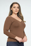 Love It Curvy Seamless Reversible V-Neck Long Sleeve Top