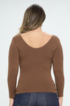 Love It Curvy Seamless Reversible V-Neck Long Sleeve Top