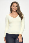 Love It Curvy Seamless Reversible V-Neck Long Sleeve Top