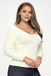 Love It Curvy Seamless Reversible V-Neck Long Sleeve Top