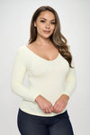 Love It Curvy Seamless Reversible V-Neck Long Sleeve Top