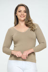 Love It Curvy Seamless Reversible V-Neck Long Sleeve Top