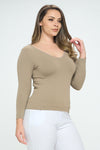 Love It Curvy Seamless Reversible V-Neck Long Sleeve Top