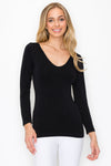 Love It Curvy Seamless Reversible V-Neck Long Sleeve Top