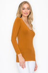 Love It Curvy Seamless Reversible V-Neck Long Sleeve Top