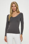 Love It Curvy Seamless Reversible V-Neck Long Sleeve Top