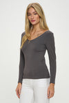 Love It Curvy Seamless Reversible V-Neck Long Sleeve Top