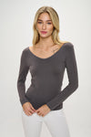 Love It Curvy Seamless Reversible V-Neck Long Sleeve Top