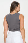 Charcoal High-Low Reversible Neckline Seamless Tank Top