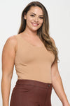 Smokey Olive High-Low Reversible Neckline Seamless Tank Top