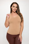 Smokey Olive High-Low Reversible Neckline Seamless Tank Top