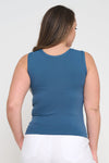 Sky Blue High-Low Reversible Neckline Seamless Tank Top