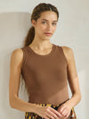 Coffee High-Low Reversible Neckline Seamless Tank Top