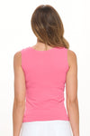 Hot Pink High-Low Reversible Neckline Seamless Tank Top