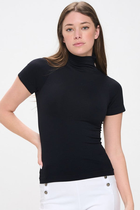 Love It Curvy Bare Essential Seamless Mock Neck Short Sleeve Top