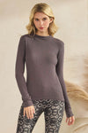 Love It Curvy Seamlessly Soft Ribbed Modal Mock Neck Long Sleeve Top