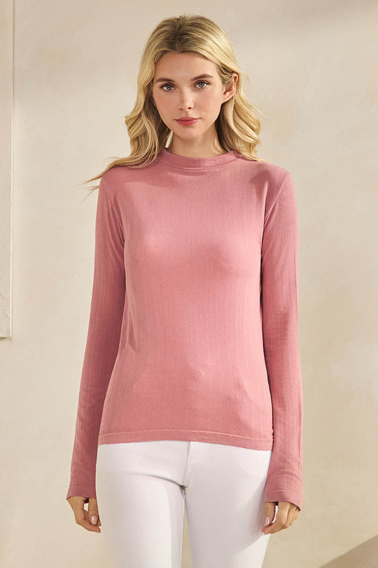Love It Curvy Seamlessly Soft Ribbed Modal Mock Neck Long Sleeve Top