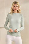 Love It Curvy Seamlessly Soft Ribbed Modal Mock Neck Long Sleeve Top