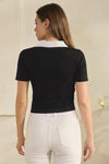 Seamless Contrast Collared Polo Cropped Top | Love It Curvy