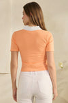 Seamless Contrast Collared Polo Cropped Top | Love It Curvy