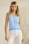 Classic Stripe Seamless Modal V-Neck Cropped Sleeveless Top | Love It Curvy