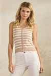 Classic Stripe Seamless Modal V-Neck Cropped Sleeveless Top | Love It Curvy