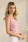 Classic Stripe Seamless Modal V-Neck Cropped Sleeveless Top | Love It Curvy