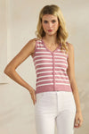 Classic Stripe Seamless Modal V-Neck Cropped Sleeveless Top | Love It Curvy