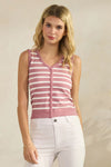Classic Stripe Seamless Modal V-Neck Cropped Sleeveless Top | Love It Curvy