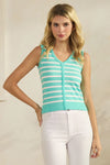 Classic Stripe Seamless Modal V-Neck Cropped Sleeveless Top | Love It Curvy