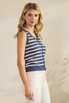 Classic Stripe Seamless Modal V-Neck Cropped Sleeveless Top | Love It Curvy